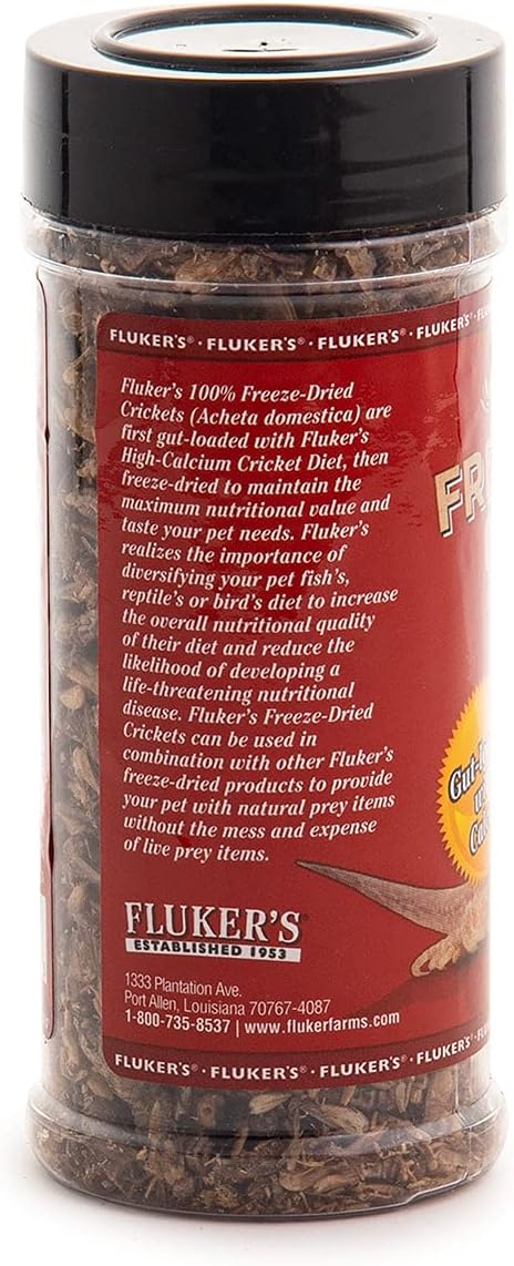 Fluker's Freeze Dried Crickets, Ideal for Reptiles, Birds, and Fish, Packed with Protein and Essential Nutrients, 1.2 oz Flukers