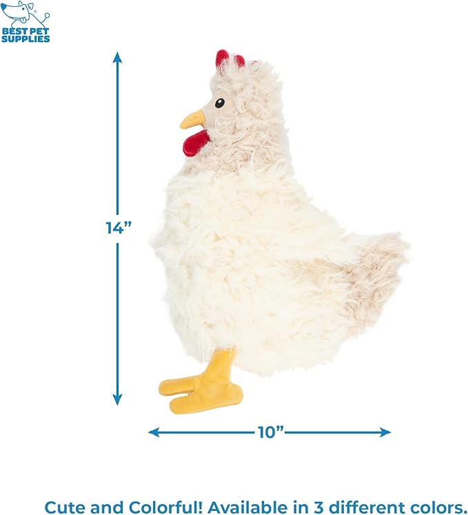 Best Pet Supplies Chicken Crinkle Plush Dog Toys for Interactive Play, Puppy and Senior Indoor Play, Colorful Chicken Toy Shape, Cute and Cuddly - Crinkle Chicken (Beige) - PAWPICO