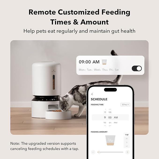 PETLIBRO Automatic Cat Feeder, 5G WiFi Automatic Dog Feeder with Freshness Preservation, 5L Timed Cat Feeder with Low Food Sensor, Up to 10 Meals Per Day, Granary Pet Feeder for Cats, White - PAWPICO