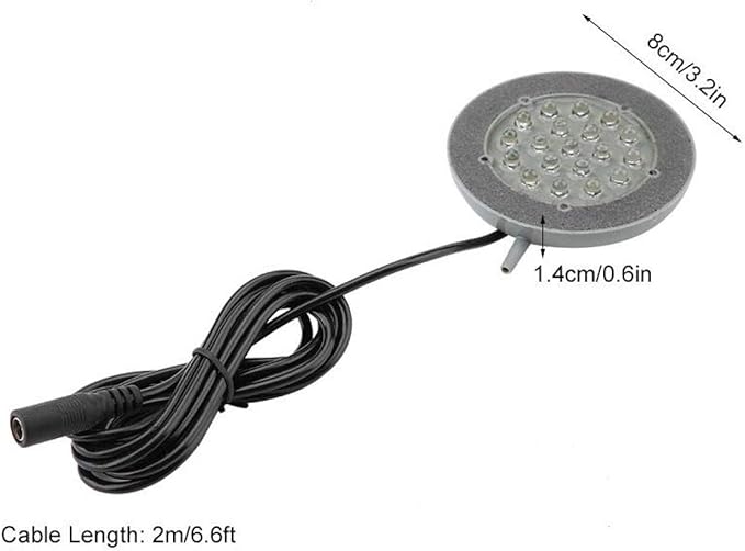 Aquarium Air Stone, 19 LEDs Round Bubble Generator Fish Bubble Light Air Pump Bubble Stone Lamp Colorful Fish Submersible Light Aquarium air Bubble Light Pssopp