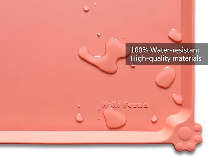 Hoki Found Large Silicone Pet Food Mats Tray - Non Slip Pet Dog Cat Bowl Mats Placemat - Dog Pet Cat Feeding Mat - Waterproof Dog Cat Food Mats -Pet Water Mats for Floors-Burnt Coral - PAWPICO