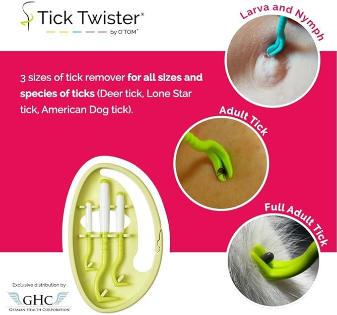 Tick Remover for Dogs and Human - Made in France - Tick Puller for Humans and Dogs - 3 Different Sizes - Dog Tick Removal Tool - Also for All Other Pets - Tick Nipper in Tick+Twister