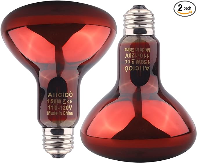 Aiicioo Reptile Red Night Light Bulb - 150W Reptile Heat Lamp Bulb Infrared Basking Spot Lamp for Bearded Dragon Lizard Turtle Hermit Crab Leopard Gecko Snake Chameleon Tank AIICIOO