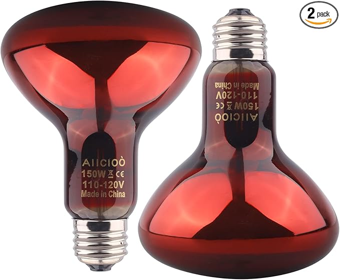 Aiicioo Reptile Red Night Light Bulb - 150W Reptile Heat Lamp Bulb Infrared Basking Spot Lamp for Bearded Dragon Lizard Turtle Hermit Crab Leopard Gecko Snake Chameleon Tank AIICIOO