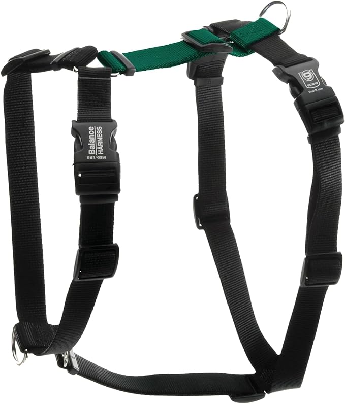 Blue-9 Buckle-Neck Balance Harness, Fully Customizable Fit No-Pull Harness, Ideal for Dog Training and Obedience, Made in The USA, Hunter Green, Medium Blue-9