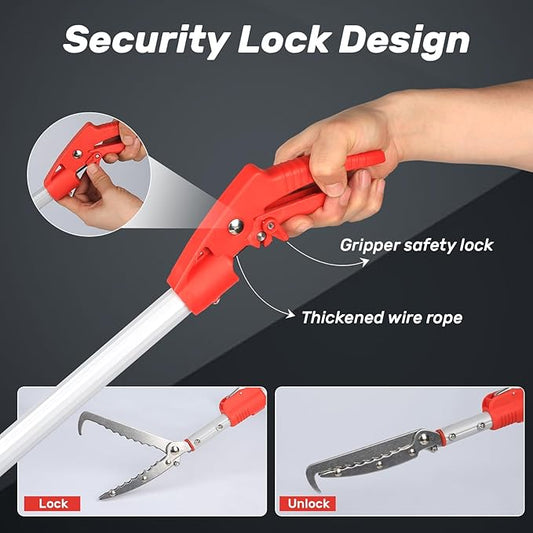 91 Inches Snake Grabber -Stainless Steel Snake Tongs Foldable with Lock Suitable for Catching Rattlesnakes and Coral Snakes Reptile KUNNKU