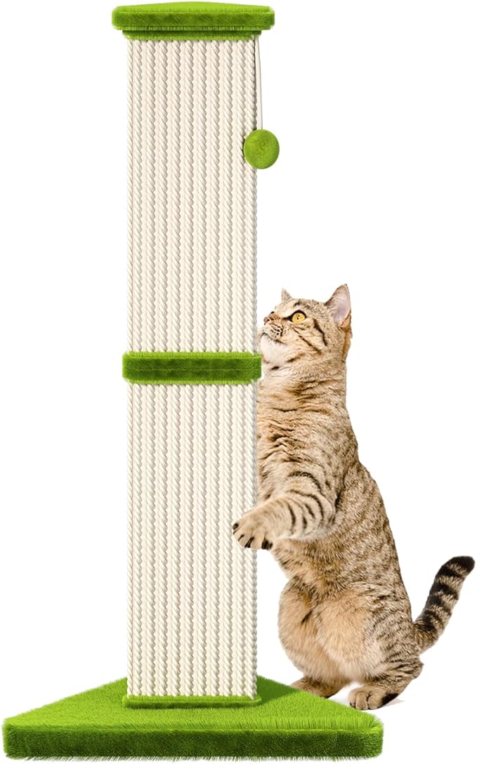 Cat Scratching Post 32 Inch Tall Cat Scratching Post for Indoor with 5 Inch Diameter Post and Ball Cat Scratcher for Medium and Large Cats - PAWPICO
