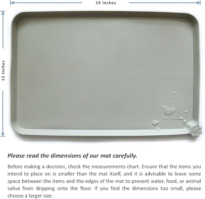 Hoki Found Silicone Pet Food Mats Tray - Non Slip Pet Dog Cat Bowl Mats Placemat - Dog Pet Cat Feeding Mat - Waterproof Dog Cat Food Mats -Pet Water Mats for Carpet -Cream Green - PAWPICO