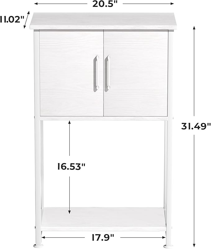 5-10 Gallon Fish Tank Stand, Metal Double Aquarium Stand with Cabinet for Fish Tank Accessories Storage, Heavy Duty 20.5" L* 11.02" W Tabletop, 500LBS Capacity White PG06YGW Herture