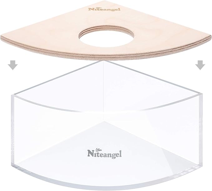 Niteangel Animal Sand-Bath Box: - Acrylic Critter's Sand Bath Shower Room & Digging Sand Container for Hamsters Mice Lemming Gerbils or Other Small Pets (Triangle, Birch-Wood) Niteangel