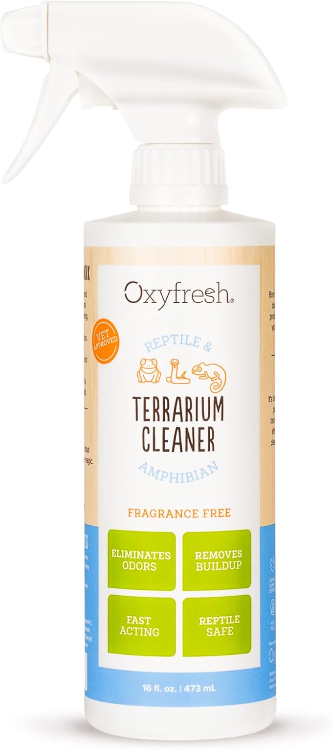 Oxyfresh Premium Terrarium Cleaner – Professional Amphibian and Reptile Terrarium Smell Eliminator – Safe & Quickly Removes Waste & Odors – Streak Free Glass – Bleach Free Oxyfresh