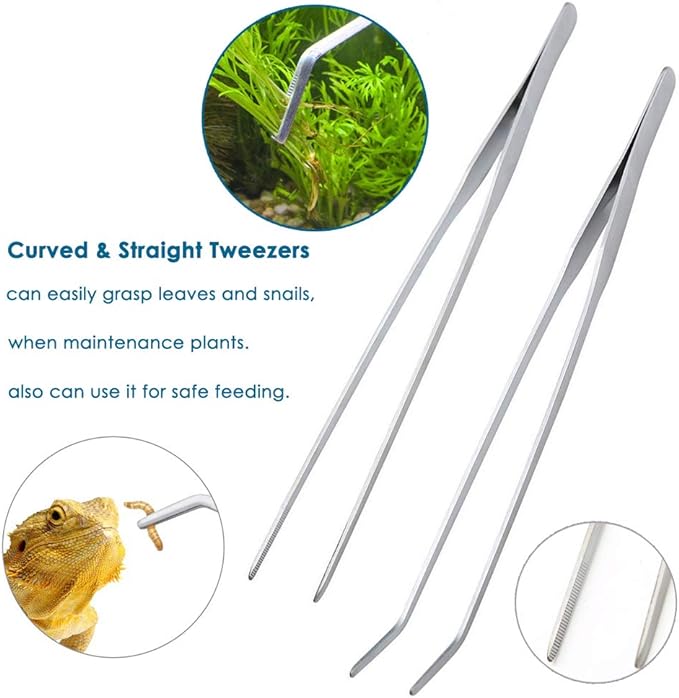 Capetsma Aquascape Tools, Long Stainless Steel Aquarium Plant Tools Aquarium Tweezers Scissors Spatula Tool Set Bonsai Kit Algae Scrapers Aquarium Cleaning Kit for Fish Tank Starter kit capetsma