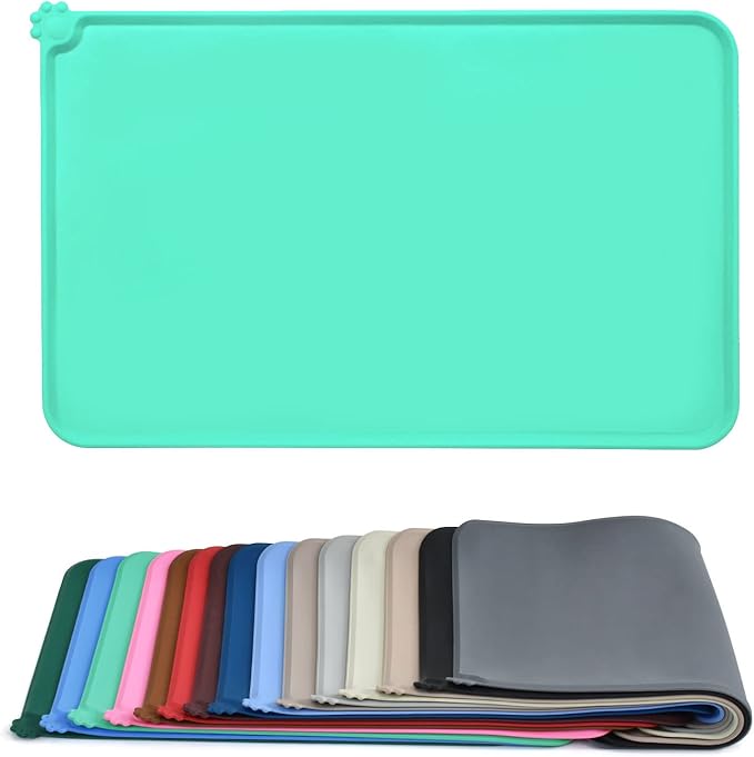 AUDWUD Silicone Waterproof Dog Cat Pet Feeding Mats,Anti Slip Pet Bowl Mats,Pet Feeding Mat,21" x 15" - PAWPICO