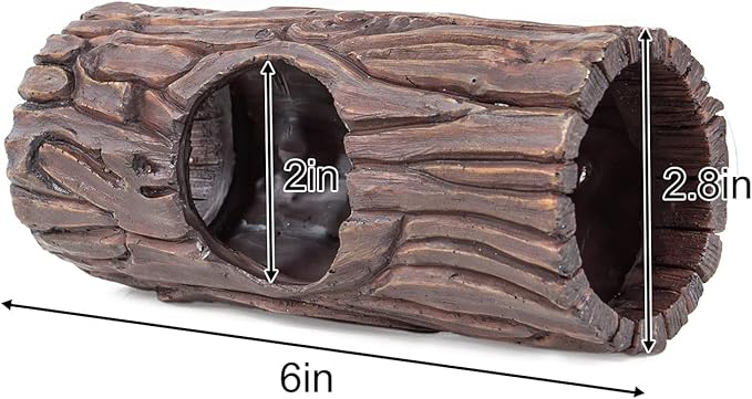 REPTIZOO Reptile Hide Cave Resin Hollow Tree Trunk Hideout Hermit Crab Climbing Toys Reptile Shelter Sleeping Cave for Arboreal Reptiles, Hermit Crabs, Leopard Gecko, Lizard Terrarium Decor REPTIZOO