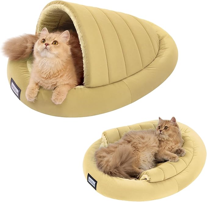 Balance 2 in 1 Cat Bed Cave for Kittens and Small Dogs, Cat Tents for Indoor Cats, Covered Cat Beds with Removable Cushion, Calming Cat Nest, Cat Hideaway, Washable Cat House with Non-Slip Bottom - PAWPICO