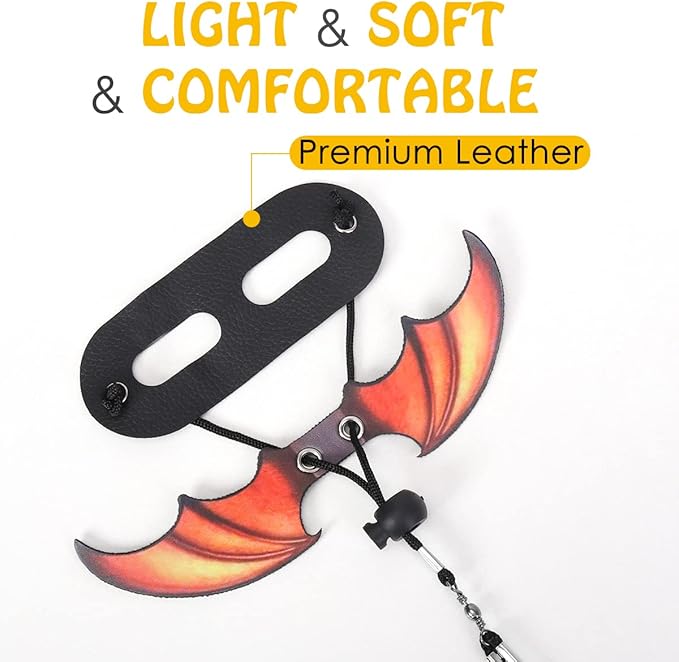 Pawaboo Adjustable Bearded Dragon Harness and Leash, 3 Size Leather Reptile Leash Outdoor Harness Leash with Bat Wings for Lizard Reptiles Amphibians Small Pet, Small/Medium/Large, Gradient Yellow Pawaboo