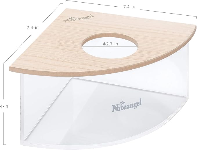 Niteangel Animal Sand-Bath Box: - Acrylic Critter's Sand Bath Shower Room & Digging Sand Container for Hamsters Mice Lemming Gerbils or Other Small Pets (Triangle, Burlywood) Niteangel