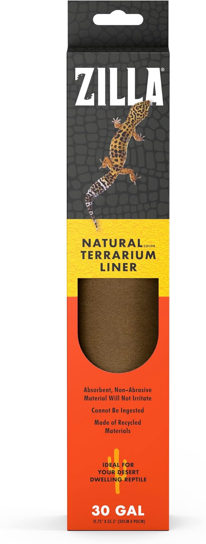 Zilla Reptile Terrarium Bedding Substrate Floor Liner, Brown, 30G, 11.75" x 35.5" Zilla