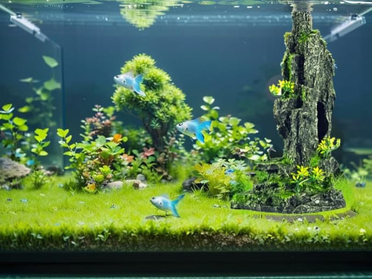 Large Fish Tank Decorations - Mountain View Aquarium Ornament with Tree House Cave SiissaPeksid