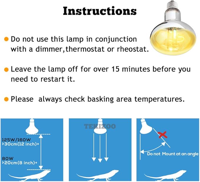 UVA UVB Sun Lamp High Intensity Self-Ballasted Heat Basking Lamp/Light/Bulb for Reptile and Amphibian (125W) TEKIZOO