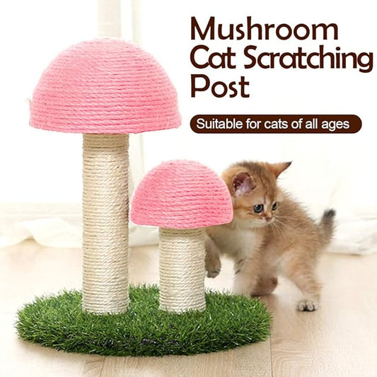 PowerKing Mushroom Cat Scratching Post, 15 x12 Inches Claw Scratching Post for Kitty, Natural Sisal Cat Scratchers Pole, Cat Interactive Toys, Cat Tree Tower (Pink) - PAWPICO
