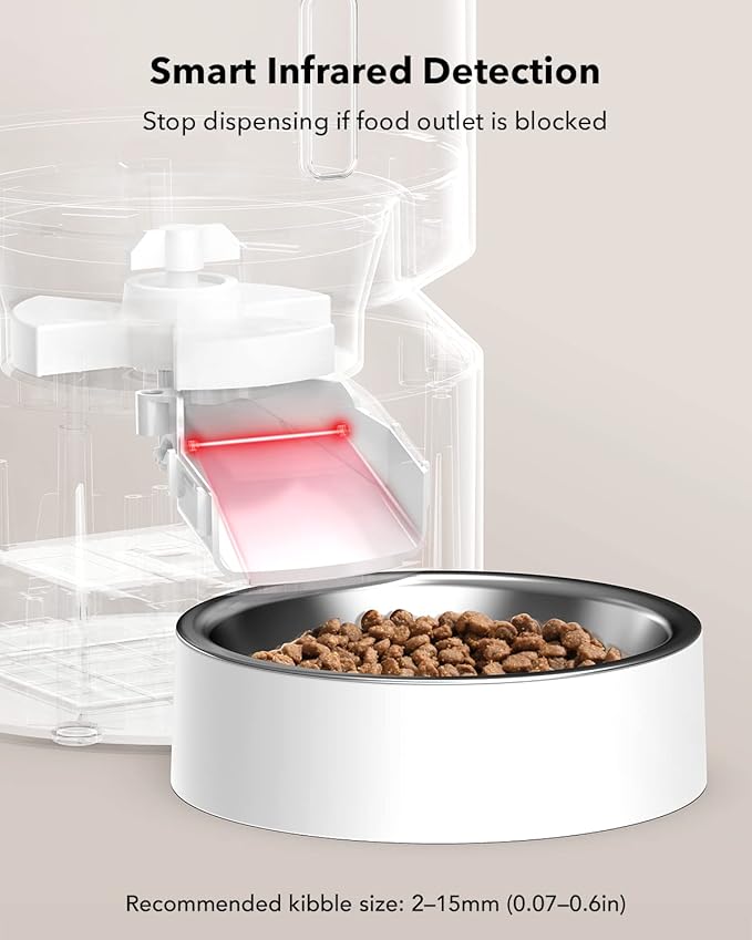 PETLIBRO Automatic Cat Feeder, Automatic Cat Food Dispenser with Freshness Preservation, 3L Timed Cat Feeders for Dry Food, Up to 50 Portions 6 Meals Per Day, Granary Pet Feeder for Cats, White - PAWPICO