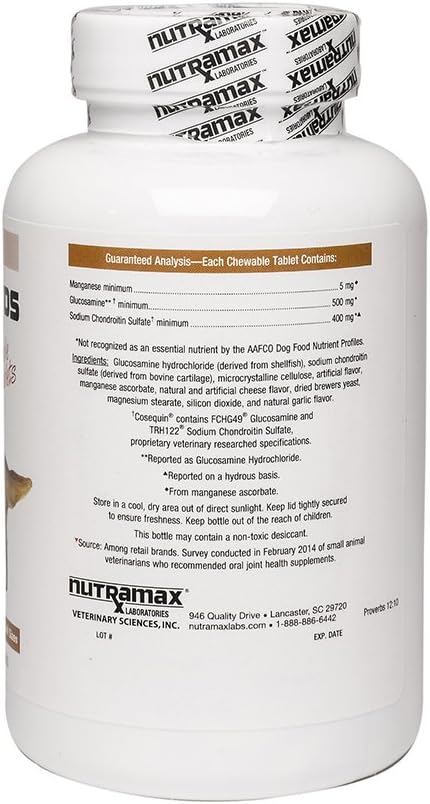 Nutramax Cosequin DS Joint Health Supplement for Dogs - With Glucosamine and Chondroitin, 132 Chewable Tablets NutramaxLaboratories