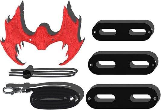 Bearded Dragon Leash and Harness Set Adjustable Design, Bearded Dragon Leash with Wings Silicone,Deal for Amphibians and Other Small Pet Animals (Red) Enrichoice