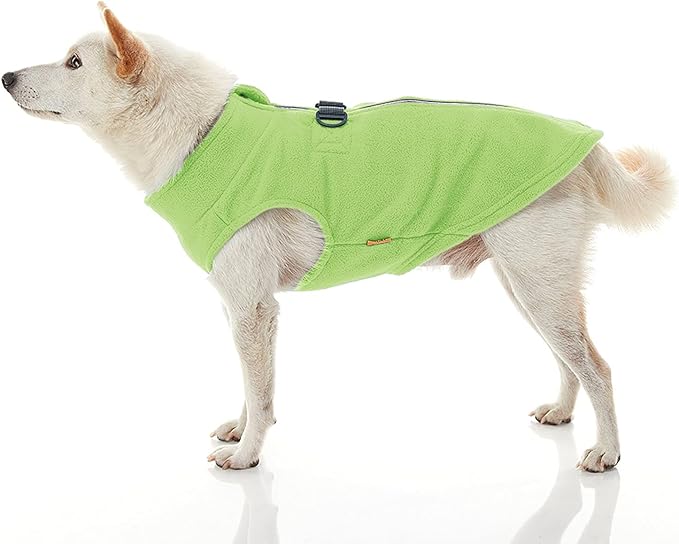 Gooby Zip Up Fleece Dog Sweater - Lime, X-Small - Warm Pullover Fleece Step-in Dog Jacket with Dual D Ring Leash - Winter Small Dog Sweater - Dog Clothes for Small Dogs Boy and Medium Dogs - PAWPICO