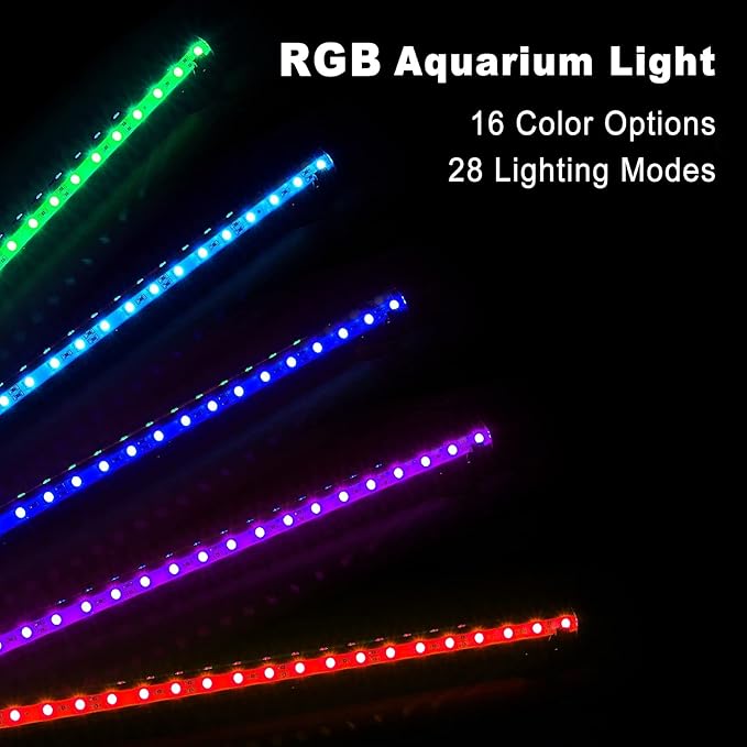 GreenSun Fish Tank Aquarium Light: Submersible Led Lamp - 19 Inch Waterproof Strip Spotlight with APP Control GreenSun