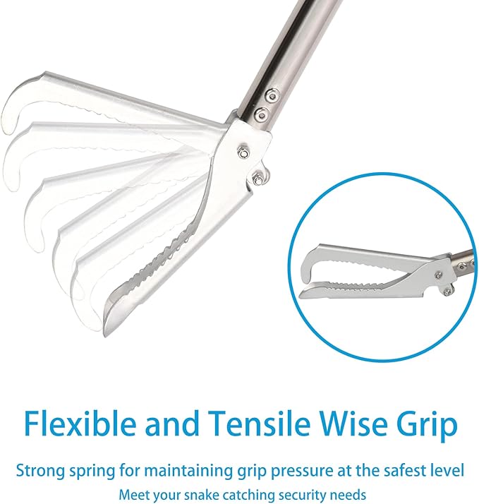 Snake Grabber Tool, 69Inch Snake Tongs Grabber with Long Handle Professional Catch Rattlesnake Wide Jaw Handling Tool Stainless Steel Tupe Non-Slip Sponge Handle Snake Feeding Tongs Frebuta