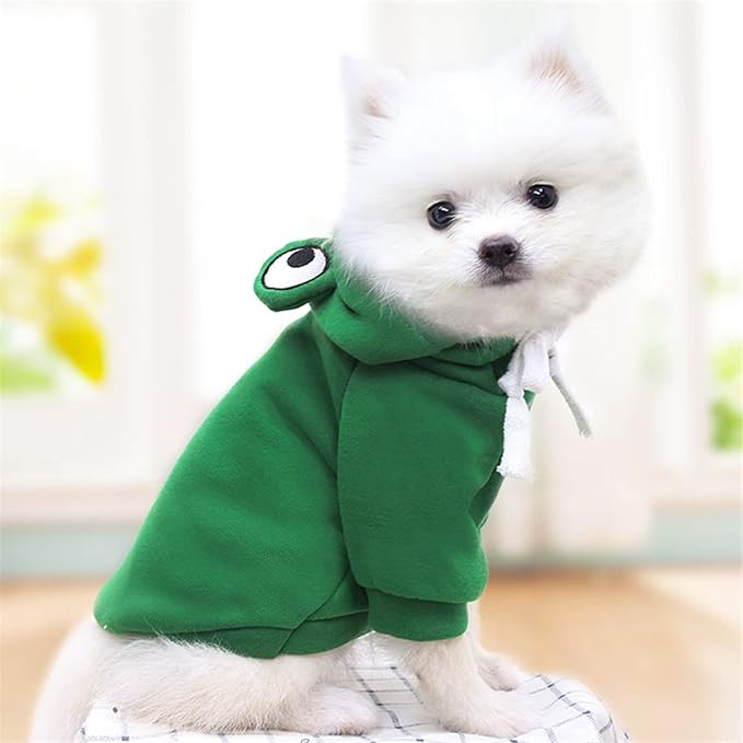 Warm Dog Winter Clothes Cute Fruit Dog Coat Hoodies Fleece Pet Dogs Costume Jacket for French Bulldog Chihuahua Ropa para Perro(Green,XL) - PAWPICO