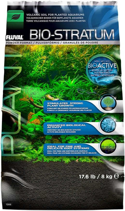 Fluval 12698 Natural Mineral-Rich Volcanic Soil Bio Stratum for Planted Tanks, 17.6 lbs. - Aquarium Substrate for Healthy Plant Development, Growth, and Color Fluval