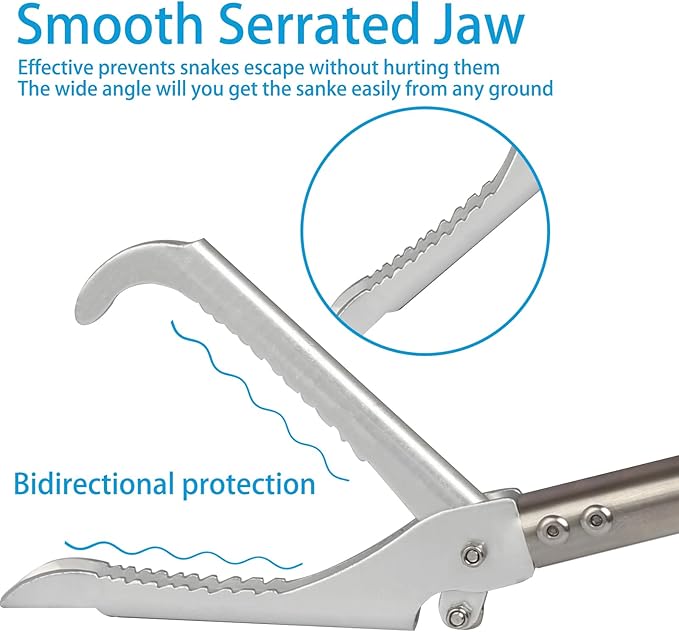 Snake Grabber Tool, 69Inch Snake Tongs Grabber with Long Handle Professional Catch Rattlesnake Wide Jaw Handling Tool Stainless Steel Tupe Non-Slip Sponge Handle Snake Feeding Tongs Frebuta