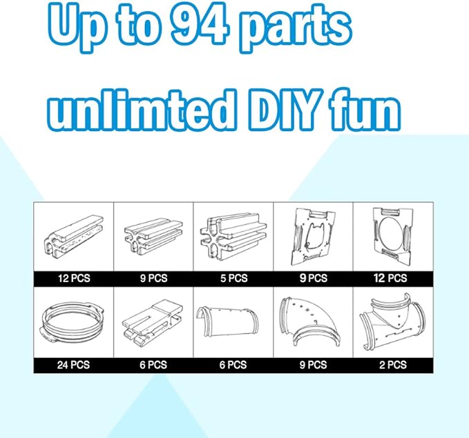 94 Pcs DIY Hamster Tunnel and Playground Module, Tube House Platform Excercise for Mouse Hamster and Other Small Animals GNB+PET