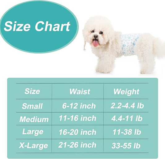 Disposable Dog Diapers Male,20 Count Adjustable Male Dog Wraps with Leak Proof Fit, Puppy Diaper Liners Ultra Absorbent Doggie Diapers for Male Dogs Incontinence, Excitable Urination - PAWPICO