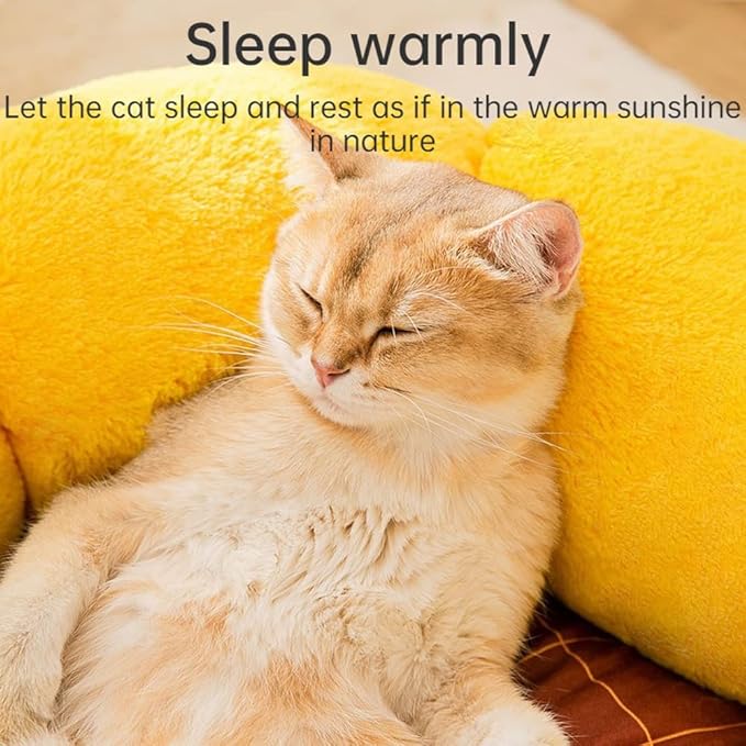 Cat Nest Flower Shape Cat Sofa Bed Cute and Comfortable Pet Cat House Thickened Non-Slip Soft Pet Bed Suitable for Small Cats and Dogs (M,Green) - PAWPICO