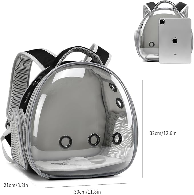 Bearded Dragon Lizard Backpack Carrier with Harness and Leash Set, Small Animal Carrier Backpack, Space Capsule Bubble Window Carrier Backpack, Small Pet Carrier Backpack, Airline Approved (Black) UOOPET