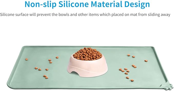 AUDWUD Silicone Waterproof Dog Cat Pet Feeding Mats,Anti Slip Pet Bowl Mats,Pet Feeding Mat, 34" x 23" - PAWPICO