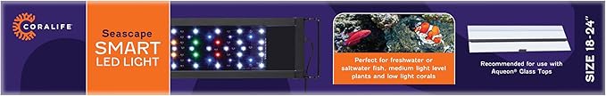 Coralife Fish Tank Aquarium Seascape WiFi/Bluetooth Smart LED Light Fixture, 18-24" Coralife