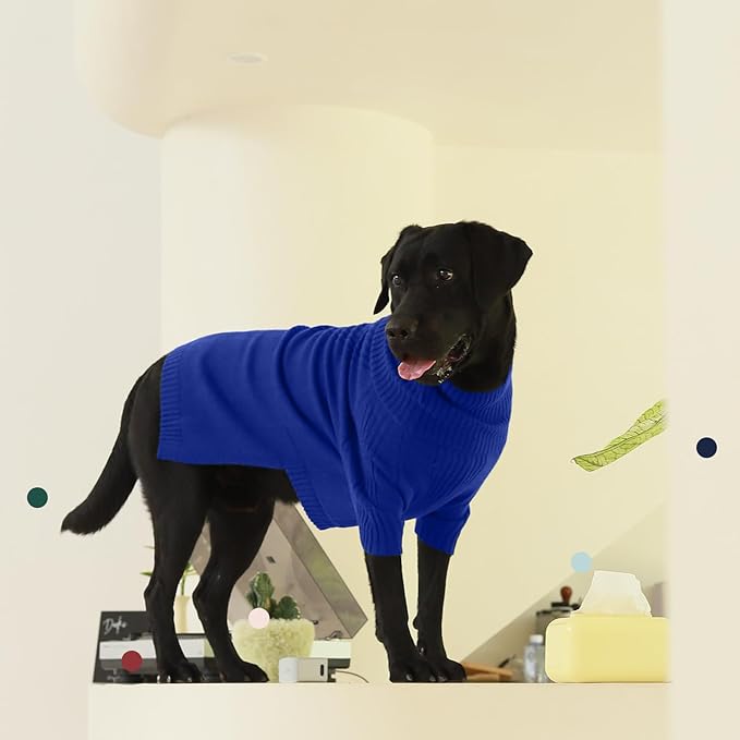 IECOii XXXL Dog Sweater,Christmas Dog Sweaters for Extra Large Dogs Girl Boy,Turtleneck Knitted Knitwear for Pet Dogs Wearing On Holiday Thanksgiving,Pullover Easy On Doggie Sweatshirt (Blue,XXXL) - PAWPICO