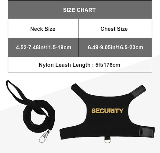 Hypeety Bearded Dragon Harness and Leash Set Adjustable Escape Proof Leash Outdoor Walking Training Leash and Harness for Bearded Dragon Lizard Reptiles Small Pets Black (Security) Hypeety