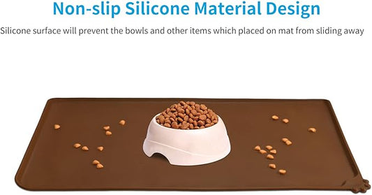 AUDWUD Silicone Waterproof Dog Cat Pet Feeding Mats,Anti Slip Pet Bowl Mats,Pet Feeding Mat, 34" x 23" - PAWPICO