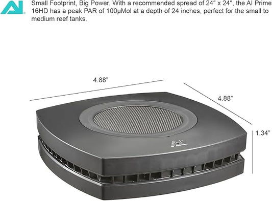 AquaIllumination AI Prime 16 HD LED App Controllable Saltwater Aquarium Reef Light - Black AquaIllumination