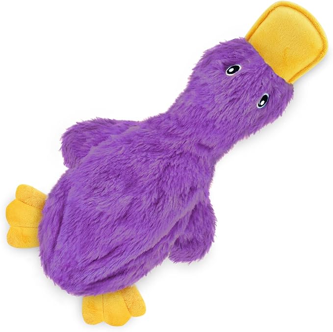 Best Pet Supplies Crinkle Dog Toy for Small, Medium, and Large Breeds, Cute No Stuffing Duck with Soft Squeaker, Fun for Indoor Puppies and Senior Pups, Plush No Mess Chew - Yellow, Purple & Turquoise - PAWPICO