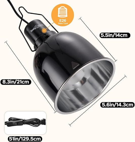 Reptile Light Fixture 2 Packs 5.5 Inch Deep Dome Lamp Cap,Optical Reflection Cover Reptile Enclosures ToxiRium