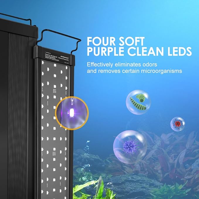 Aquarium Light,18W 24/7 Natural Mode,9 Light Modes(Water Grass Mode & 7 Colors & Cycle),Adjustable Timer and 7 Color Brightness - with Expandable Mounting Bracket for 18~24IN Fish Tank GAMALTA