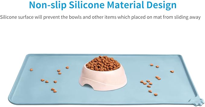 AUDWUD Silicone Waterproof Dog Cat Pet Feeding Mats,Anti-Slip Pet Bowl Mats,Pet Feeding Mat - PAWPICO