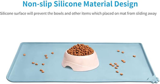 AUDWUD Silicone Waterproof Dog Cat Pet Feeding Mats,Anti Slip Pet Bowl Mats,Pet Feeding Mat, 24" x 16" - PAWPICO