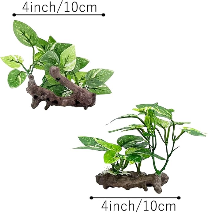 Smoothedo-Pets Fish Tank Decor Aquarium Ornaments Betta SOFE Leaf Pad Hammock 6inch Plastic Artificial Plant Goldfish Fish Hides Small Tank/Reptiles Plants Driftwood (Green Type-D-Set) EnvironmentFriendlyArtificialPlasticPlantAquariumDecoration